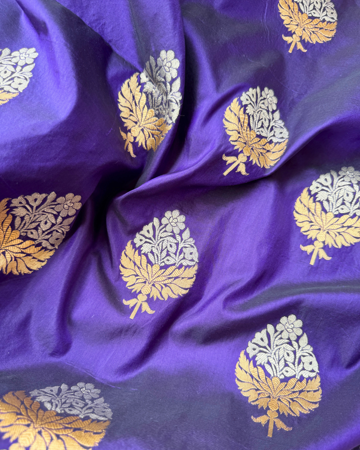 Purple Katan Meenakari Alfi Banarasi Silk Saree