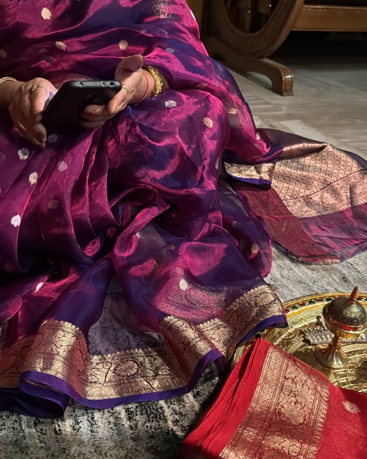 Red Tissue Pure Banarasi silk saree