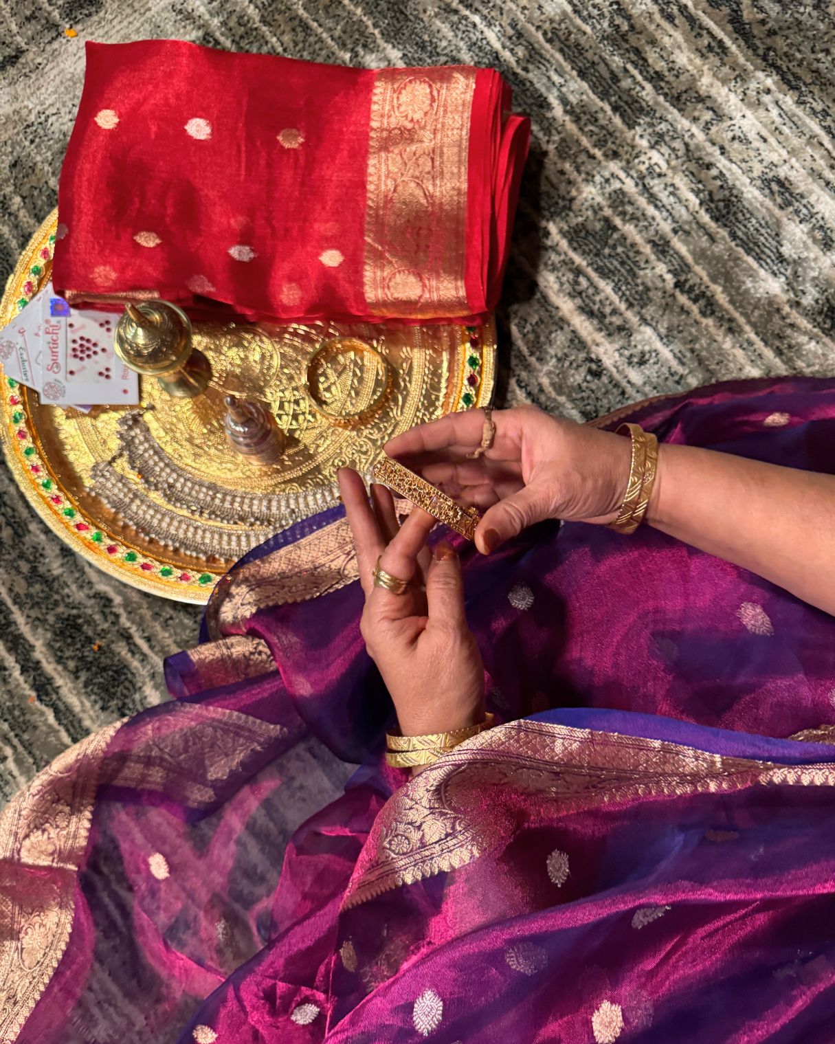 Red Tissue Pure Banarasi silk saree