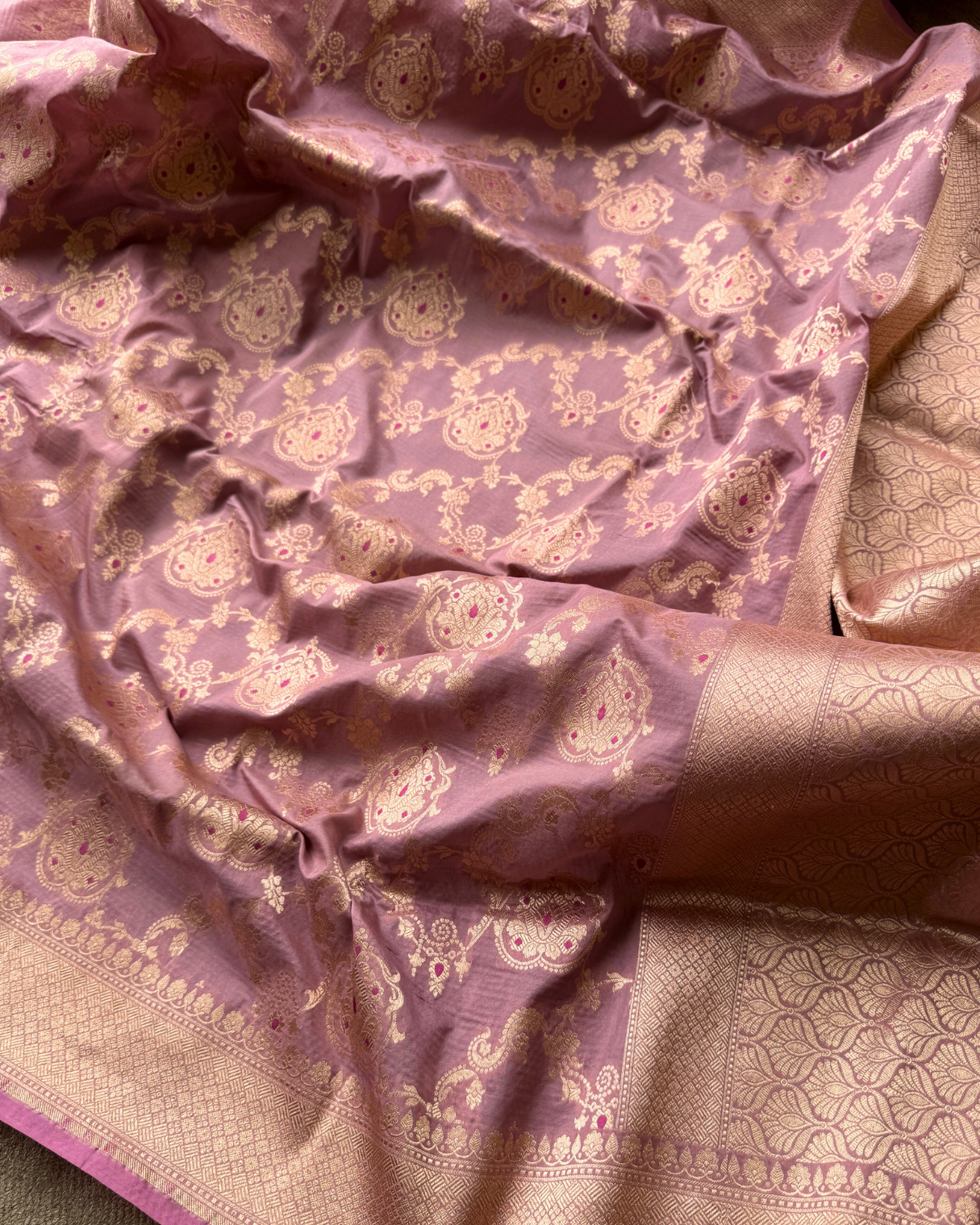 Pink Pure Banarasi Katan Silk Saree