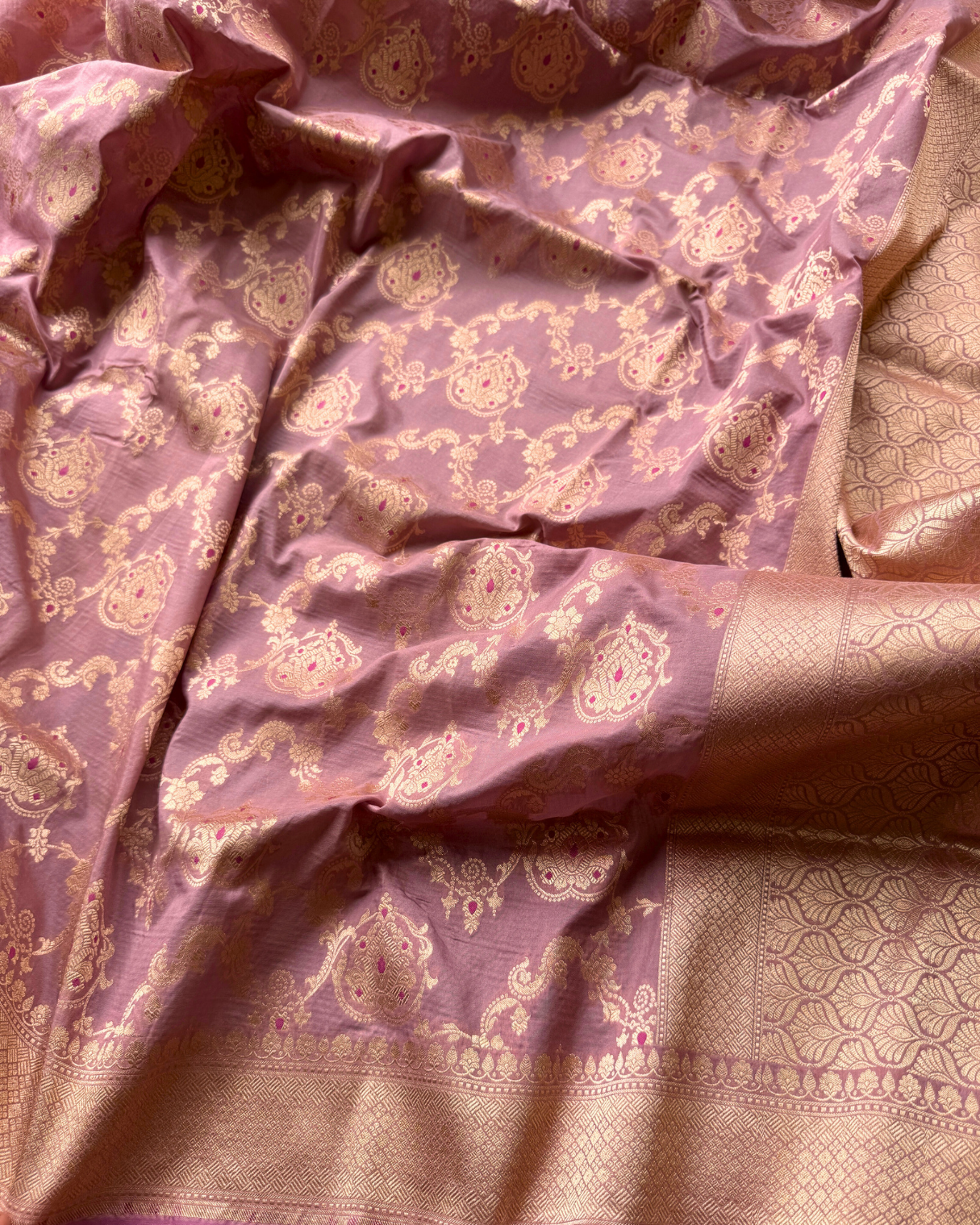 Pink Pure Banarasi Katan Silk Saree