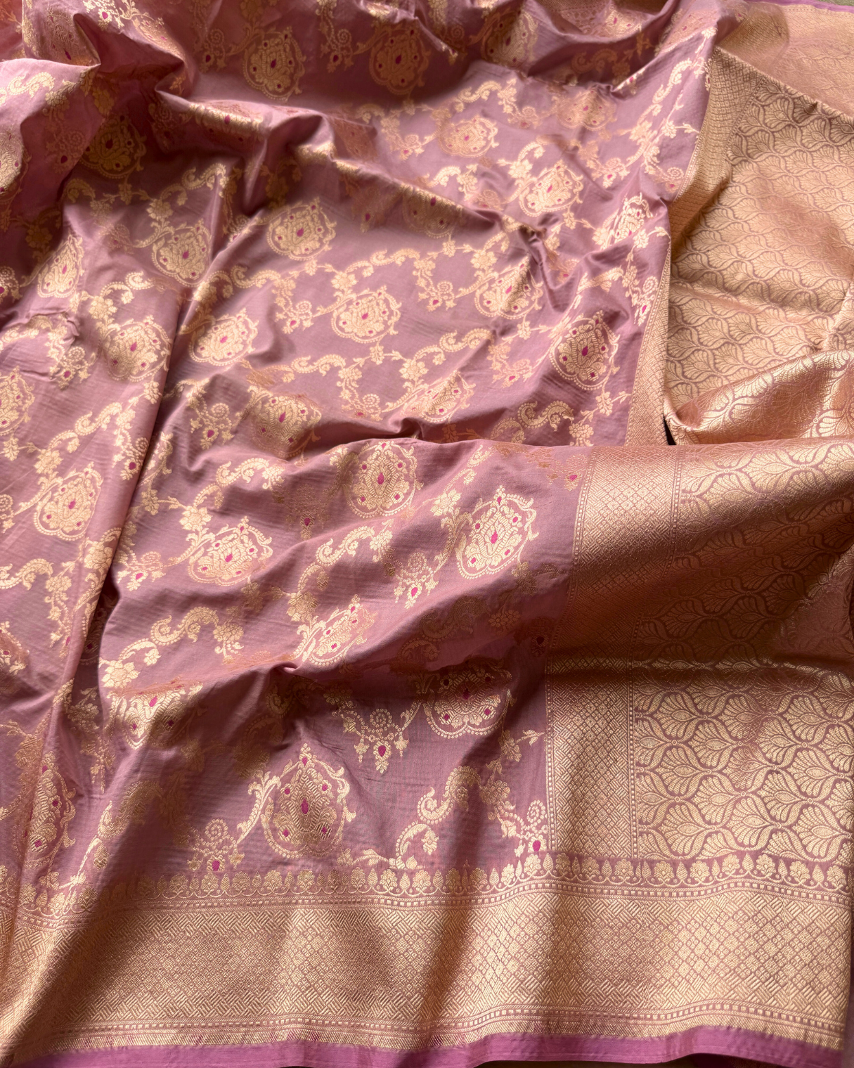 Pink Pure Banarasi Katan Silk Saree