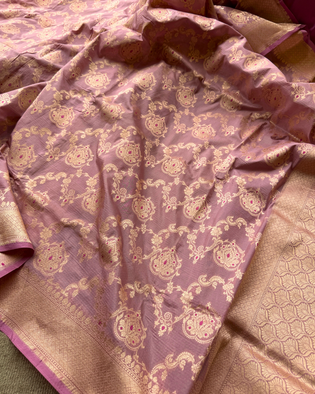 Pink Pure Banarasi Katan Silk Saree