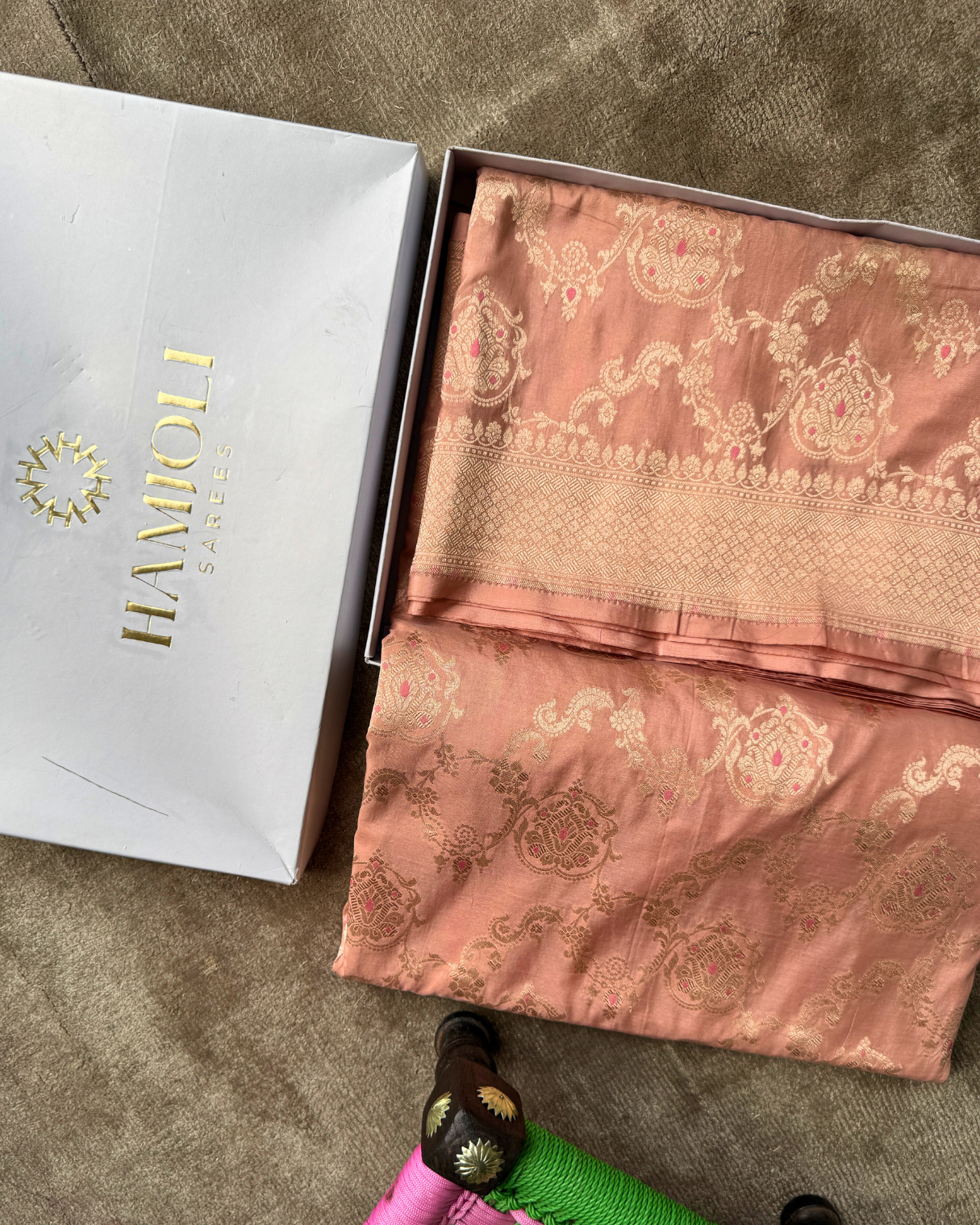 Dusty Peach Pure Banarasi Katan Silk Saree