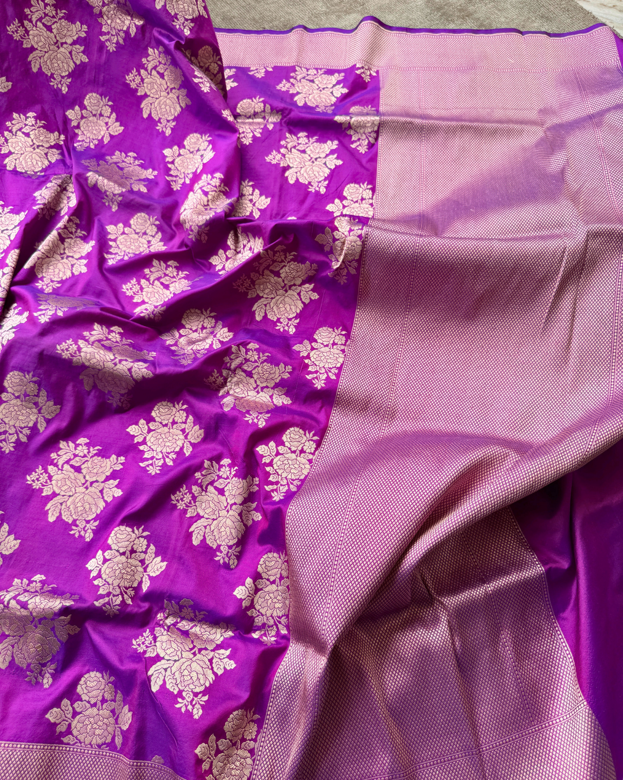 Dark Pink Pure Banarasi Katan Silk Saree