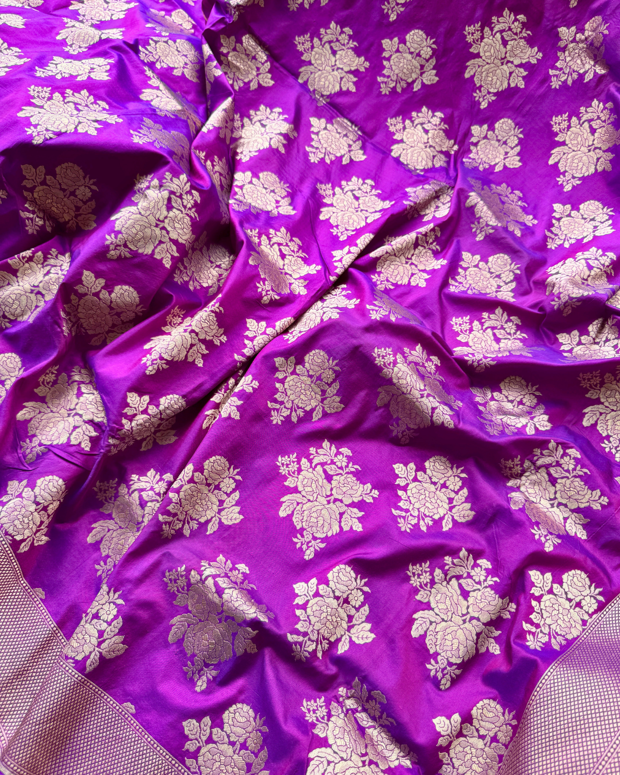 Dark Pink Pure Banarasi Katan Silk Saree