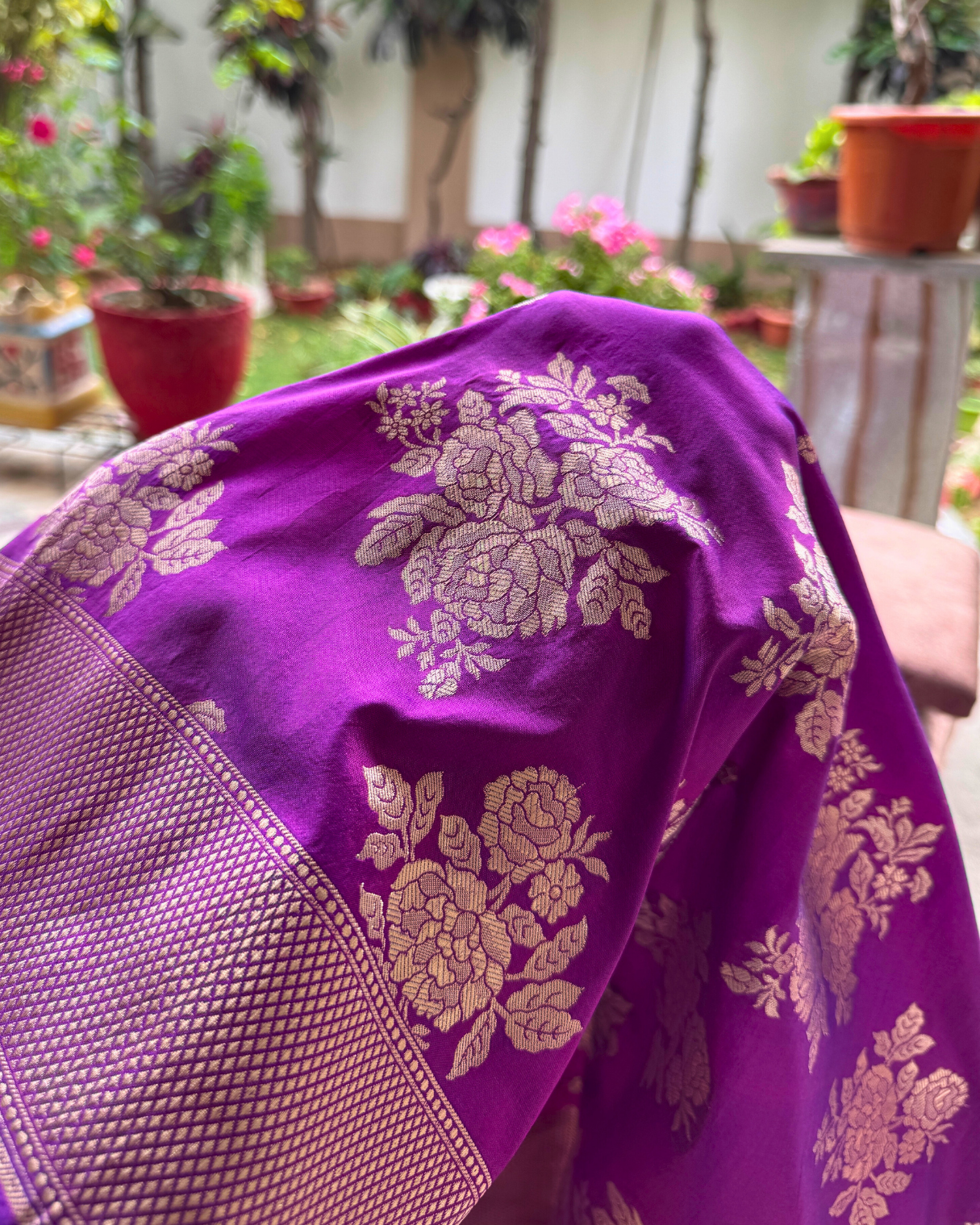 Dark Pink Pure Banarasi Katan Silk Saree