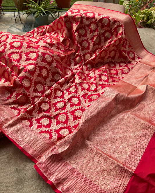 Red Pure Banarasi Katan Silk Saree