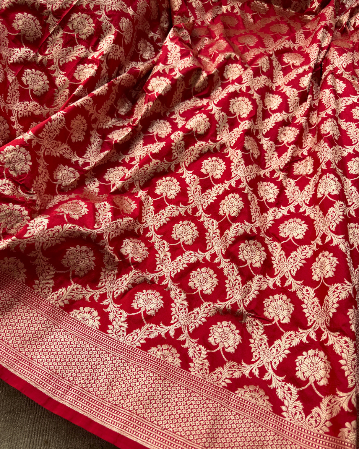 Red Pure Banarasi Katan Silk Saree
