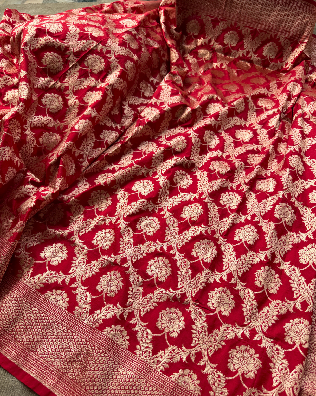 Red Pure Banarasi Katan Silk Saree