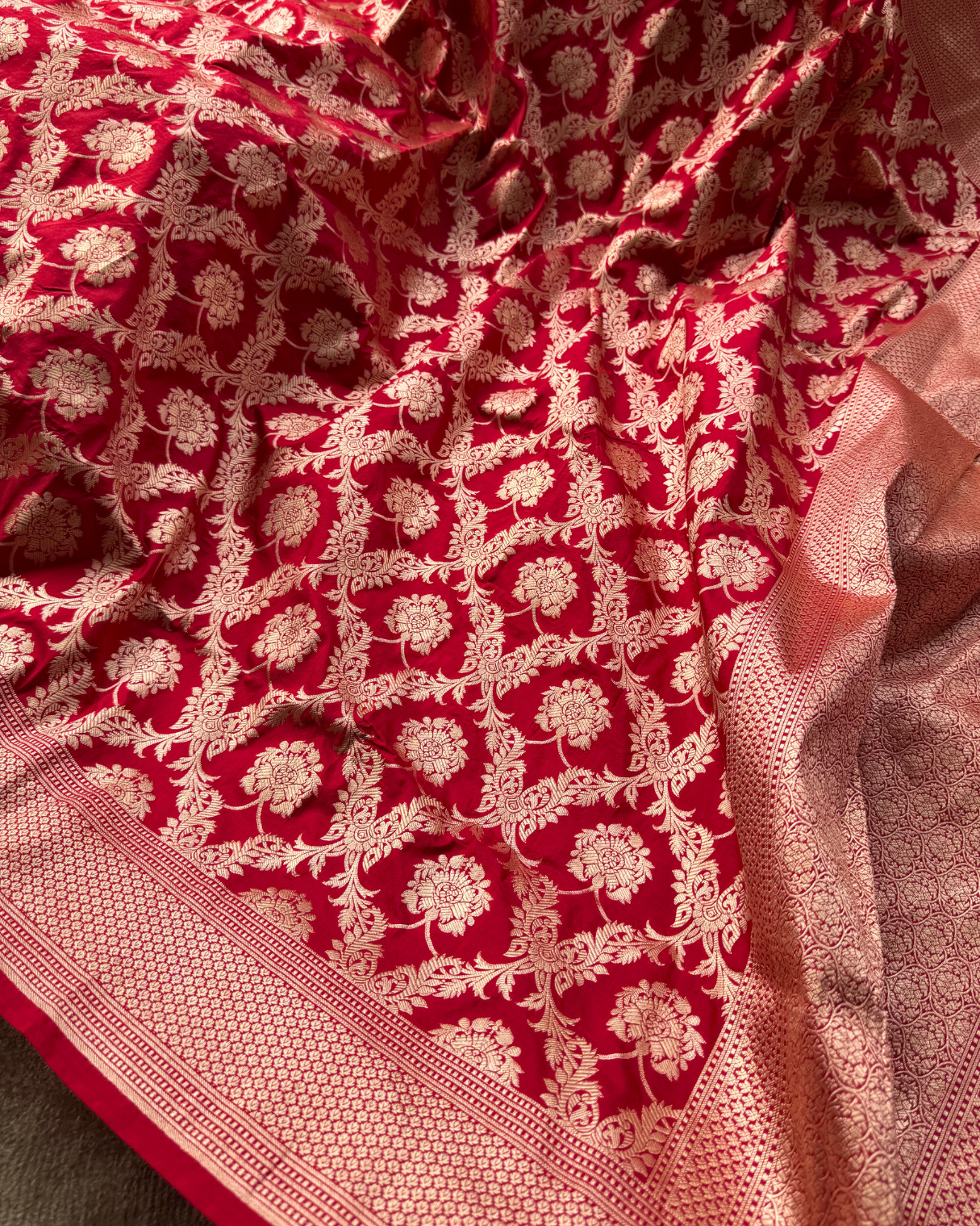 Red Pure Banarasi Katan Silk Saree