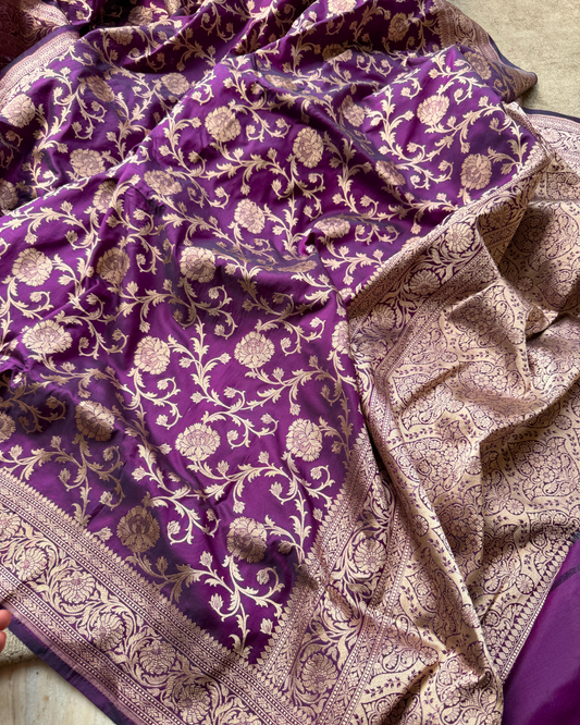 Purple Pure Banarasi Katan Silk Saree