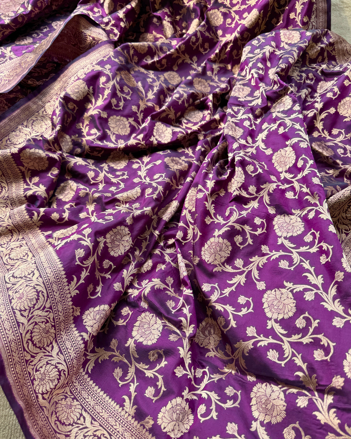 Purple Pure Banarasi Katan Silk Saree