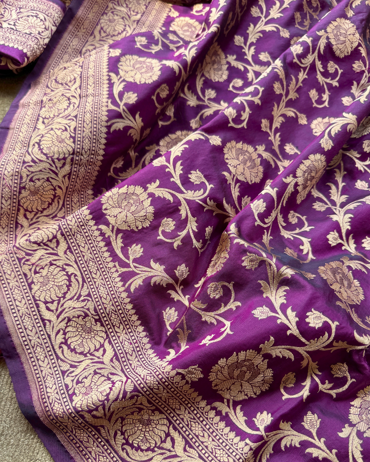 Purple Pure Banarasi Katan Silk Saree