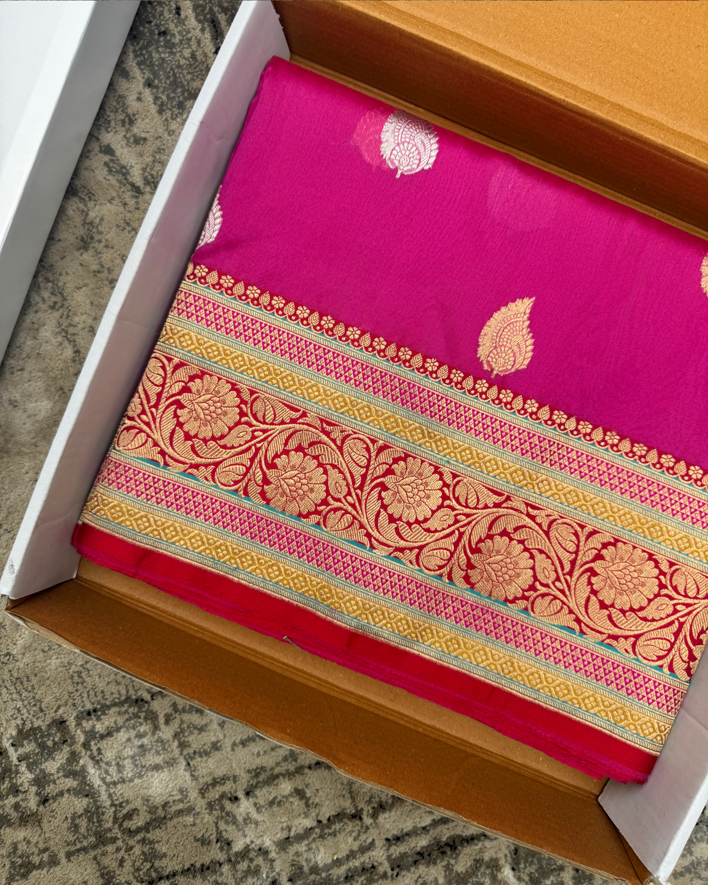 Pink Banarasi Handloom Double Kora Katan Handloom Saree
