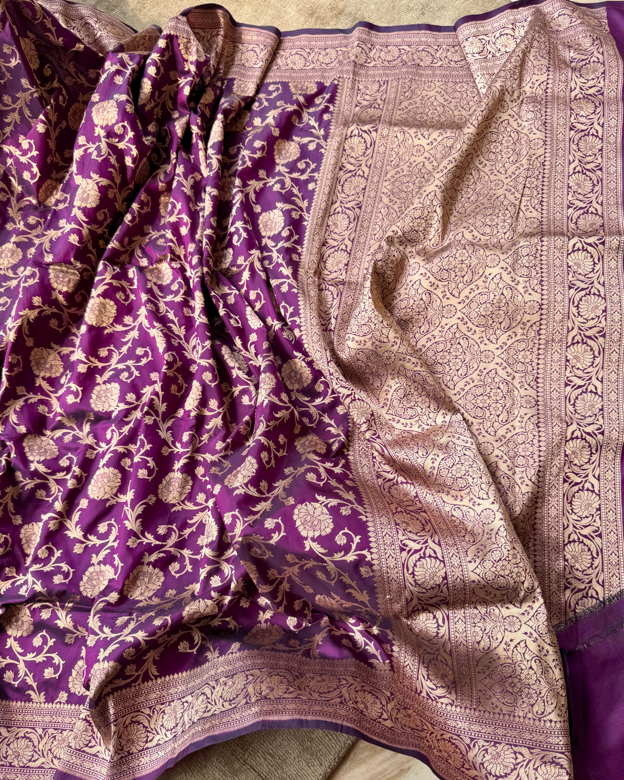 Purple Pure Banarasi Katan Silk Saree