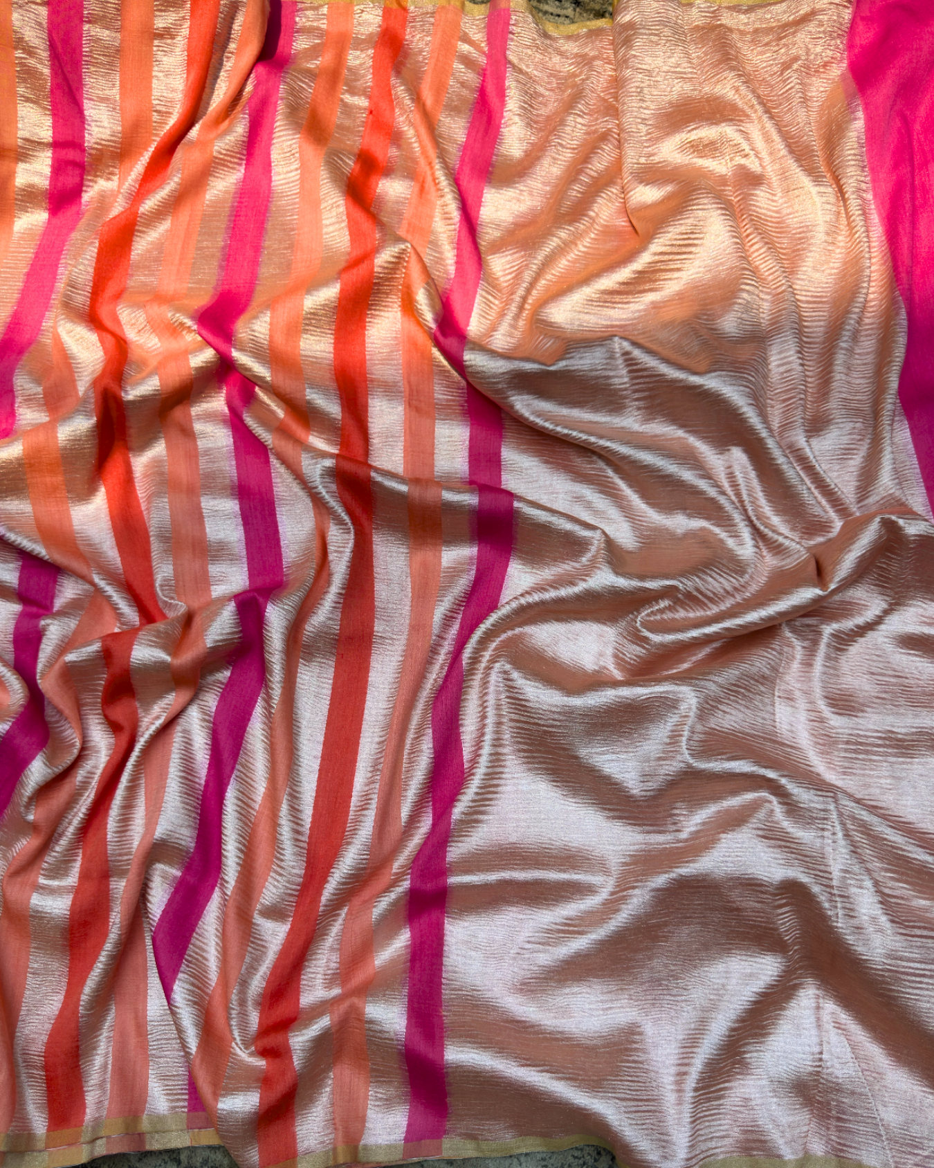 Orange Pure Banarasi Munga Silk Rangkat Saree