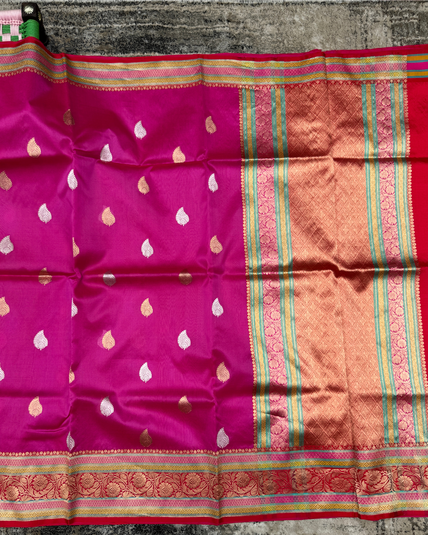 Pink Banarasi Handloom Double Kora Katan Handloom Saree