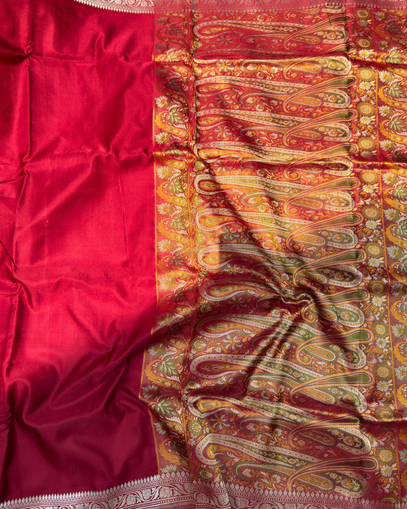 Red Pure Handloom Banarasi Mashru Silk Saree