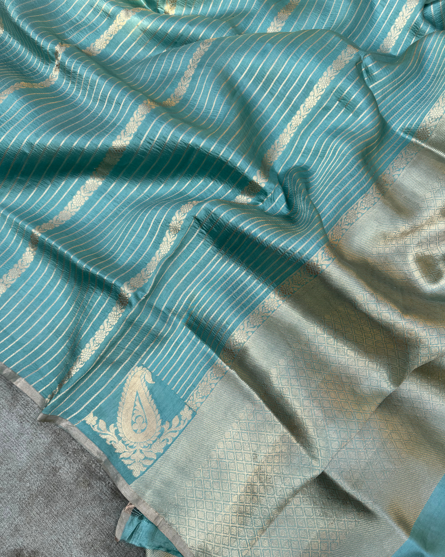 Blue Pure Raw Mango Silk Saree