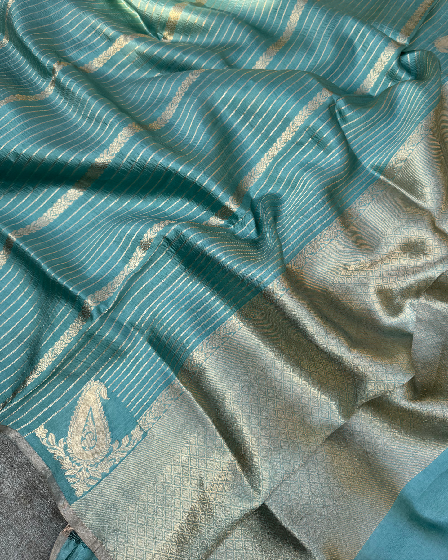 Blue Pure Raw Mango Silk Saree