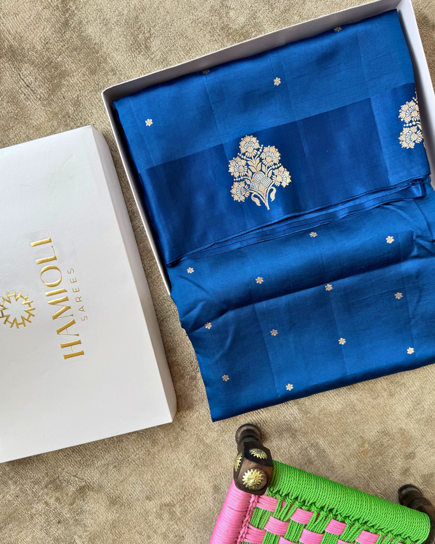 Blue Pure Banarasi Mulberry Mango Soft Silk Saree