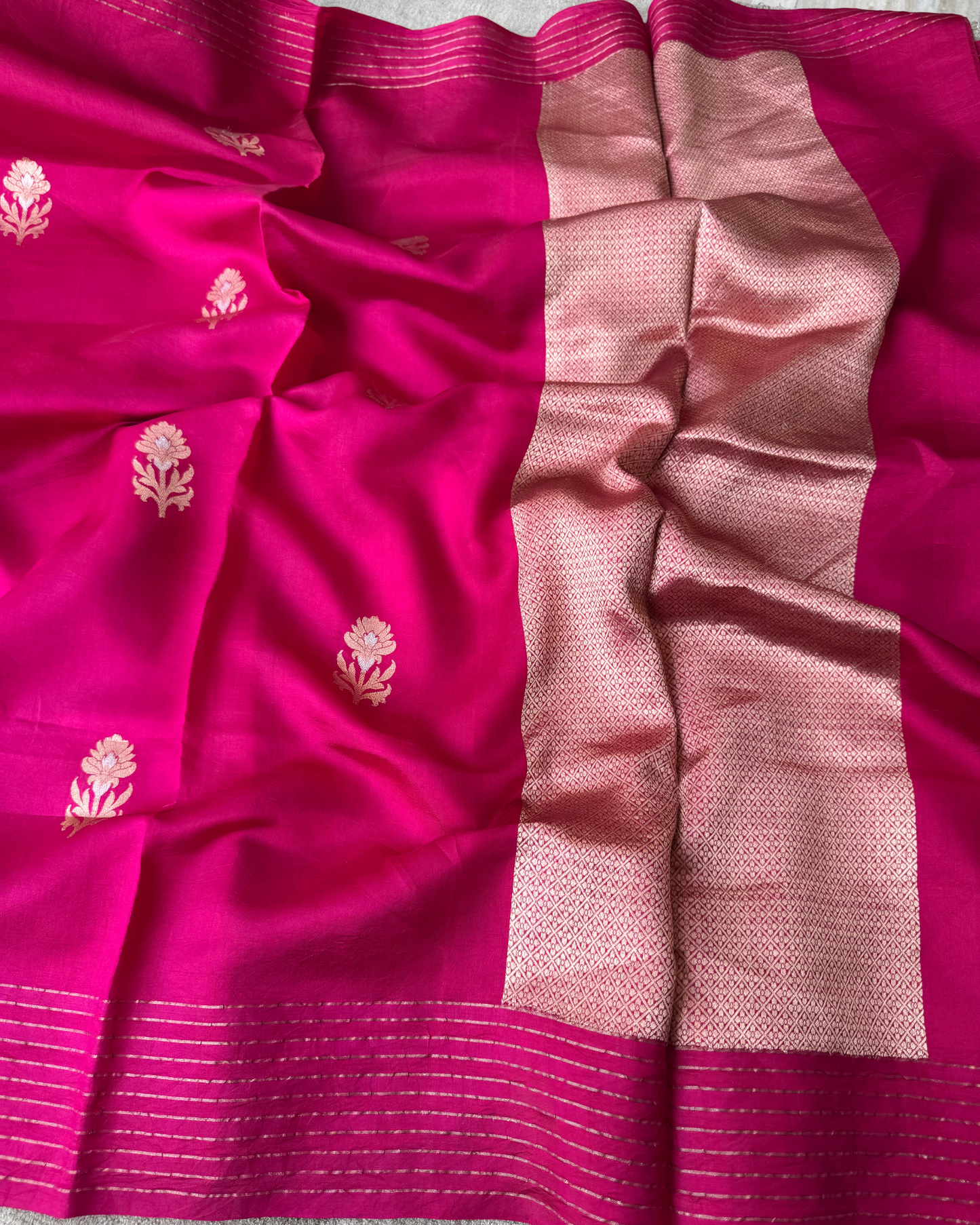 Pink Pure Banarasi Mulberry Soft Silk Saree