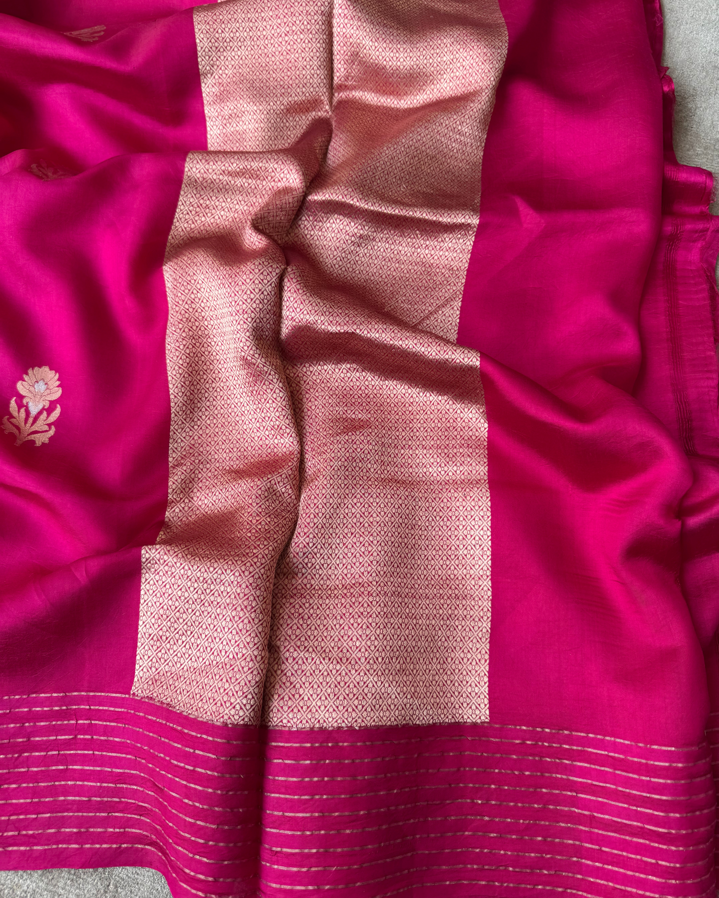 Pink Pure Banarasi Mulberry Soft Silk Saree