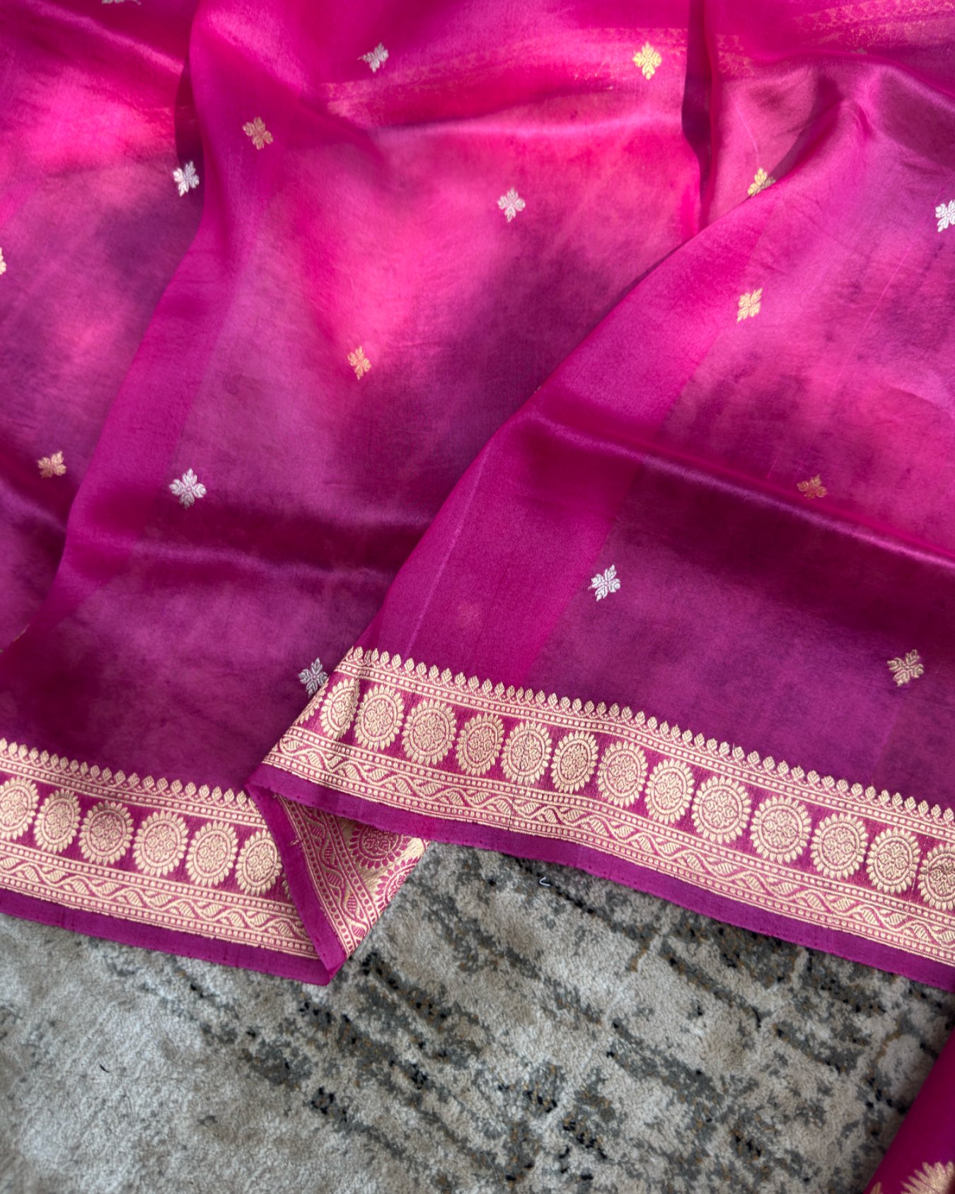 Pink Pure Banarasi Kora Silk Suit Set with Dupatta