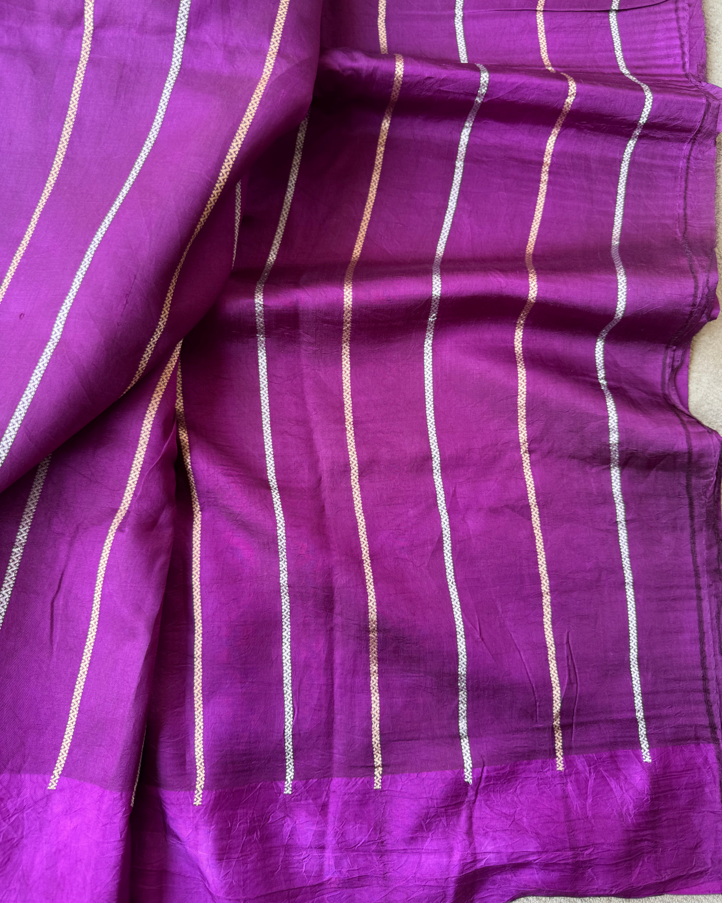 Purple Pure Banarasi Mulberry Soft Silk Saree