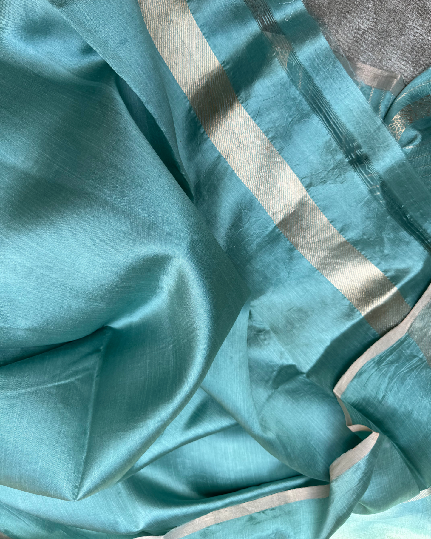 Blue Pure Raw Mango Silk Saree