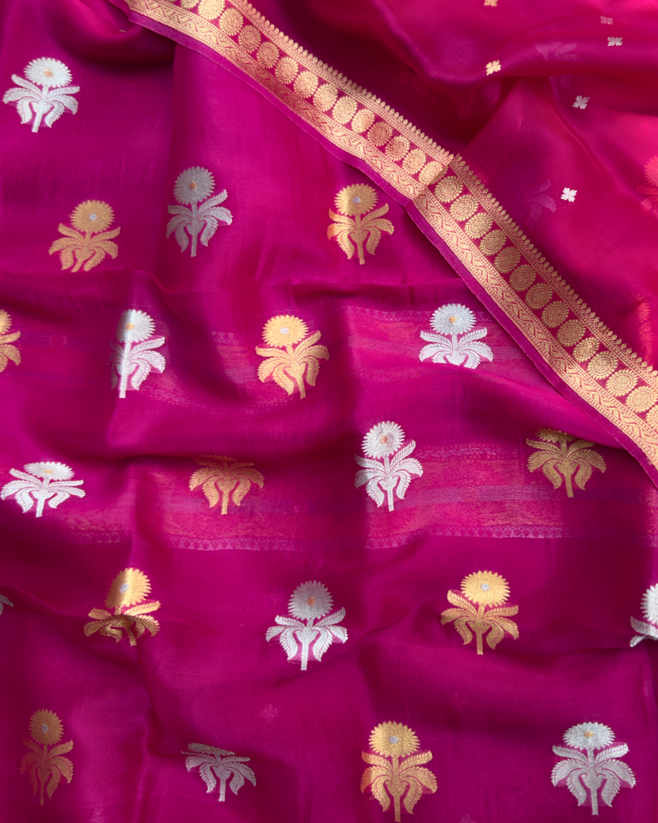 Pink Pure Banarasi Kora Silk Suit Set with Dupatta