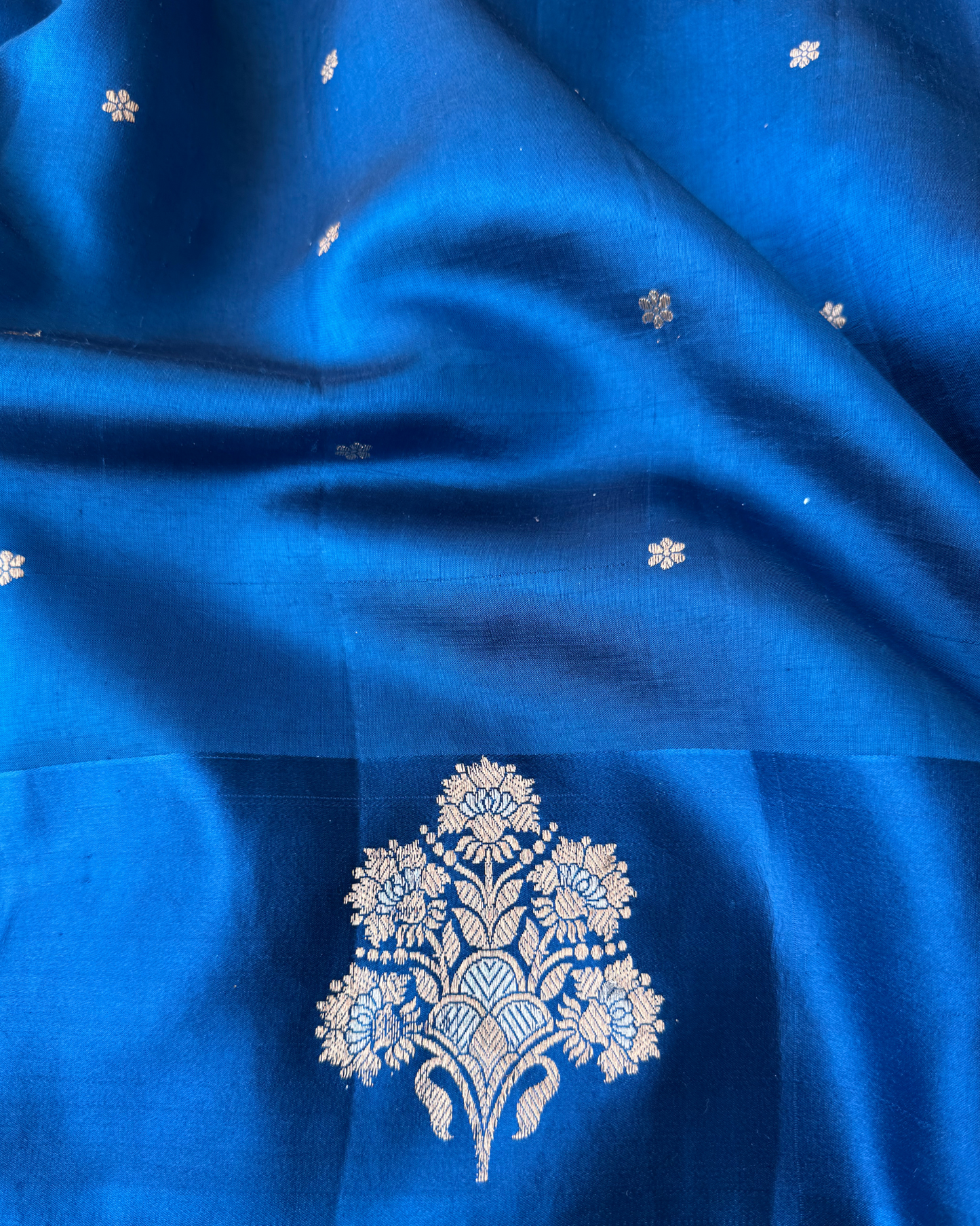 Blue Pure Banarasi Mulberry Mango Soft Silk Saree