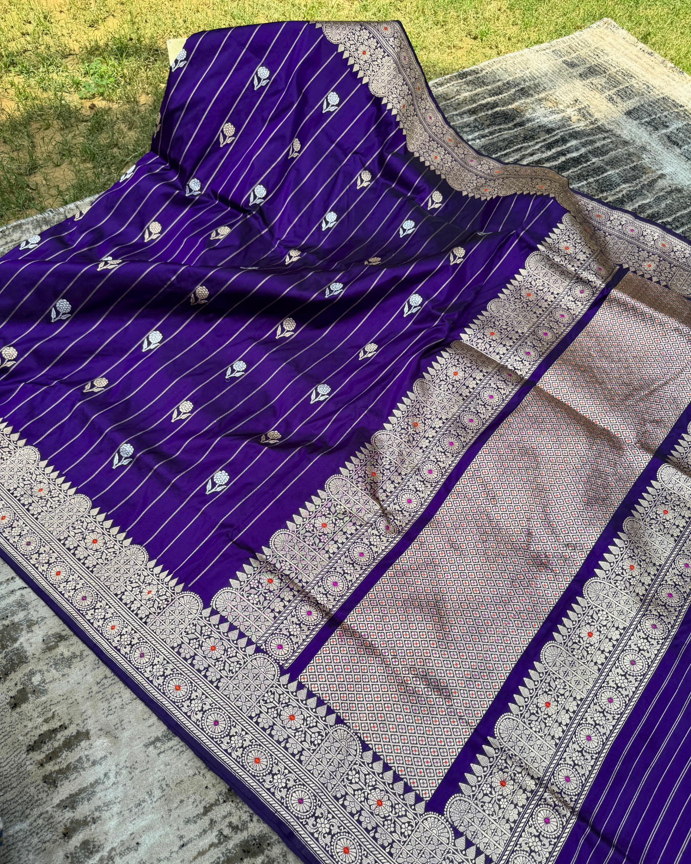 Purple Pure Katan Handloom Banarasi Meenakari Saree
