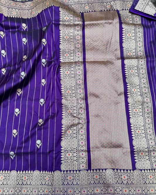 Purple Pure Katan Handloom Banarasi Meenakari Saree