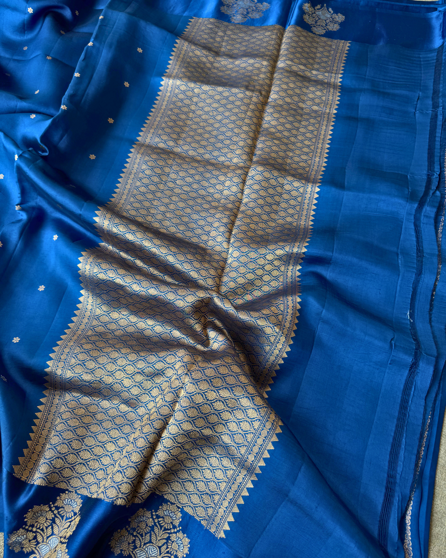 Blue Pure Banarasi Mulberry Mango Soft Silk Saree