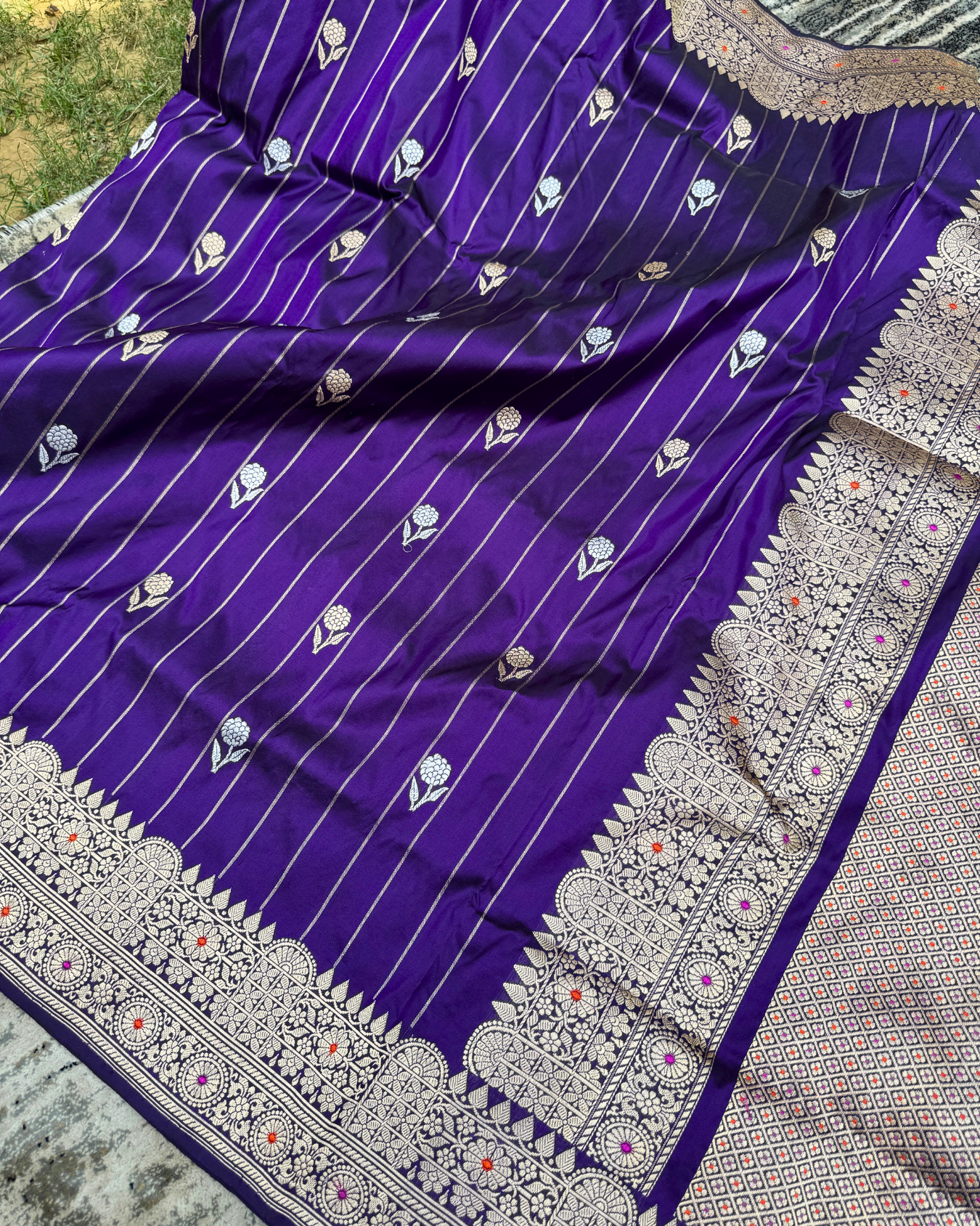 Purple Pure Katan Handloom Banarasi Meenakari Saree