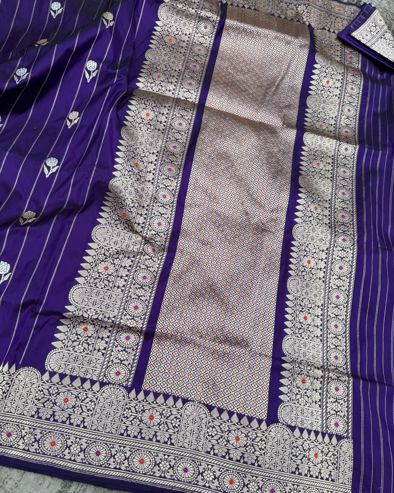 Purple Pure Katan Handloom Banarasi Meenakari Saree