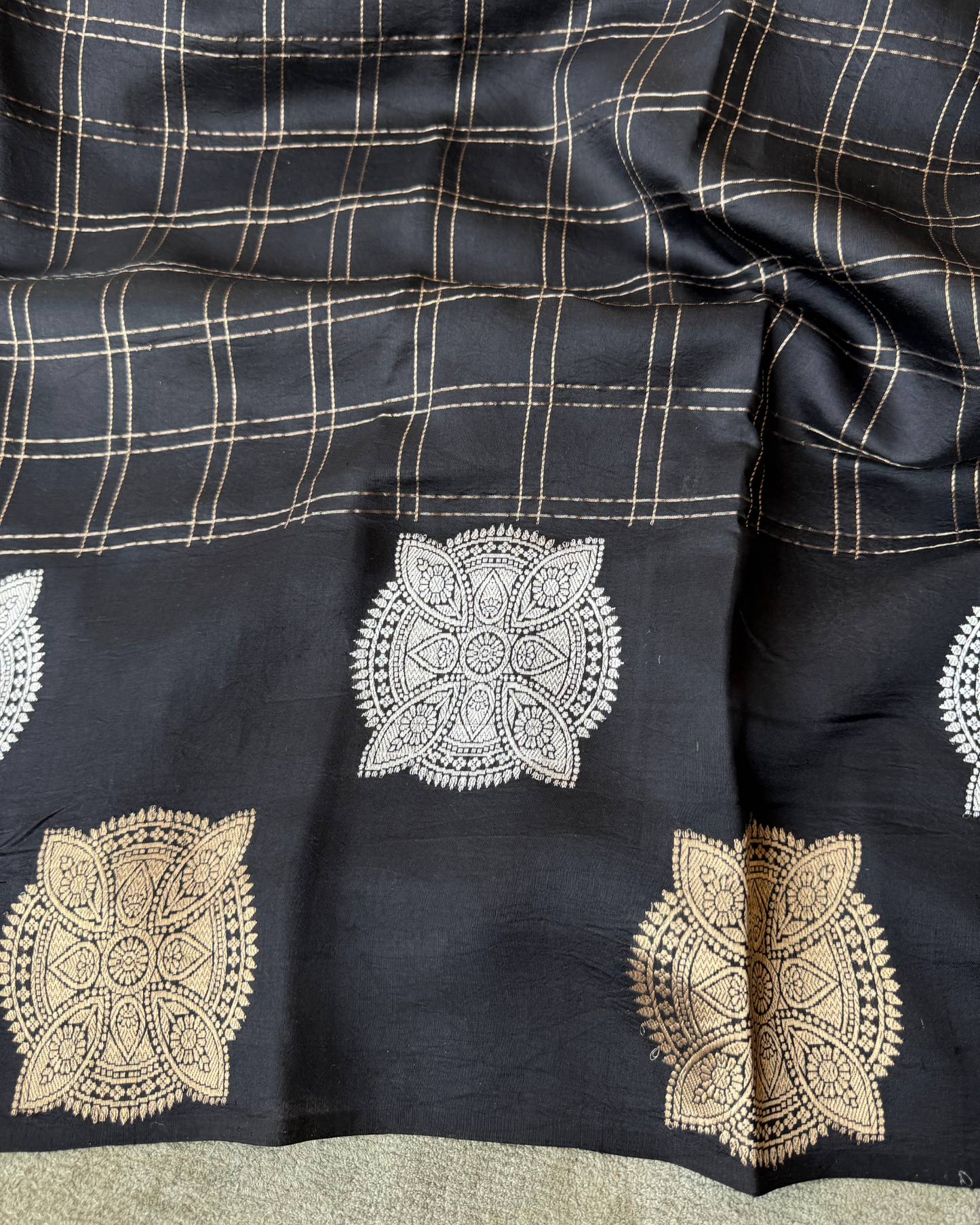 Black Mulberry Pure Banarasi Soft Silk Saree