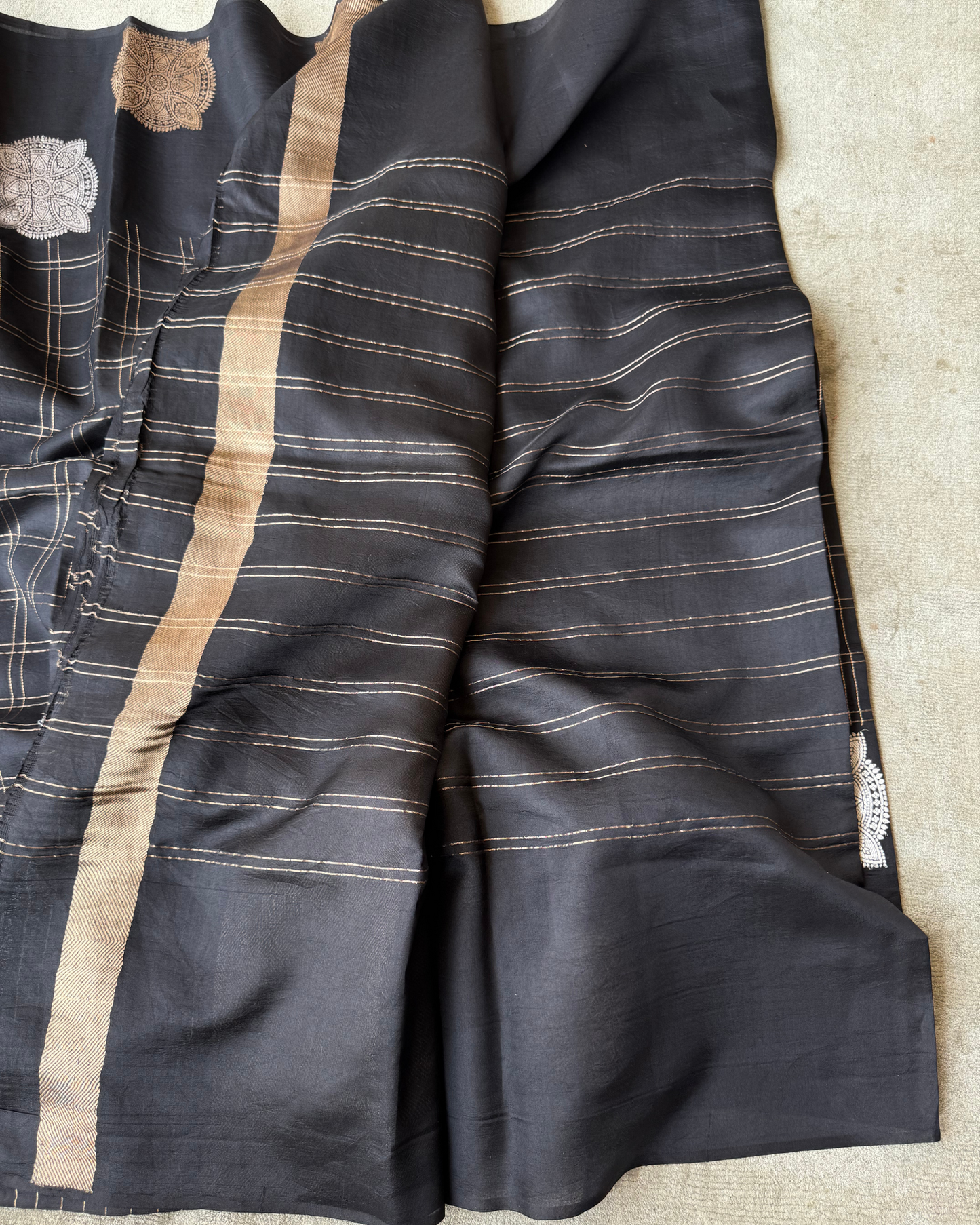 Black Mulberry Pure Banarasi Soft Silk Saree