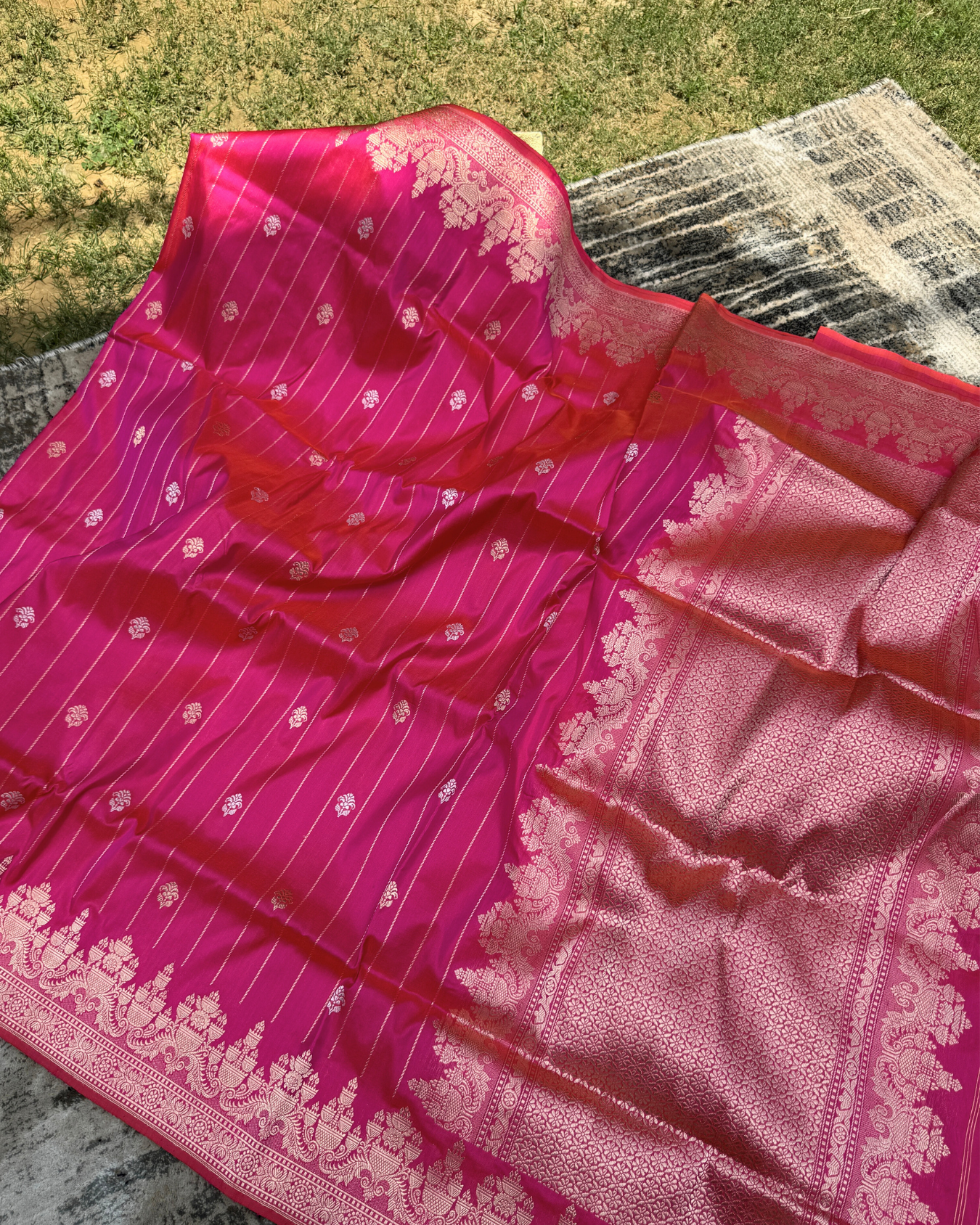 Pink Pure Katan Handloom Banarasi Meenakari Saree