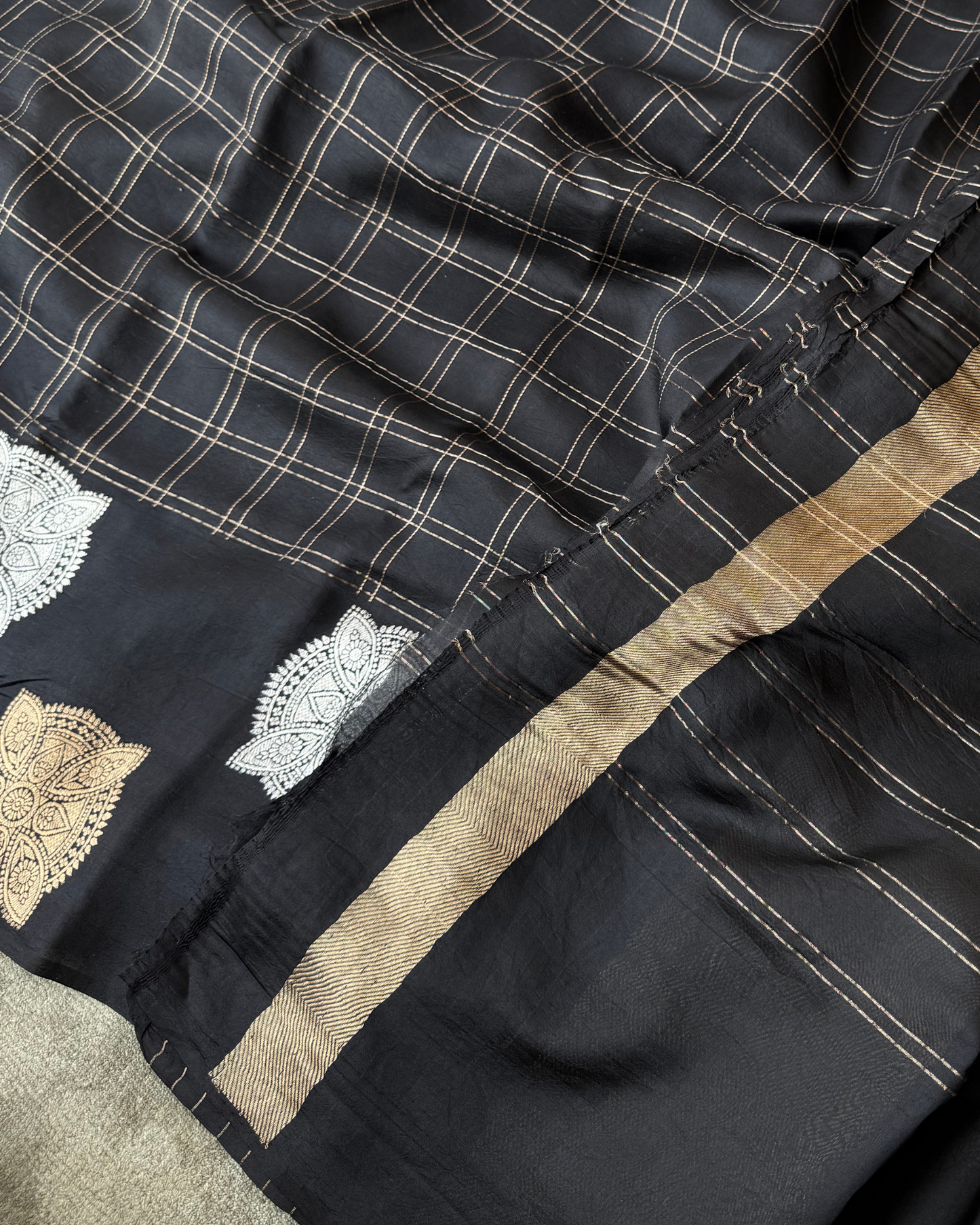 Black Mulberry Pure Banarasi Soft Silk Saree