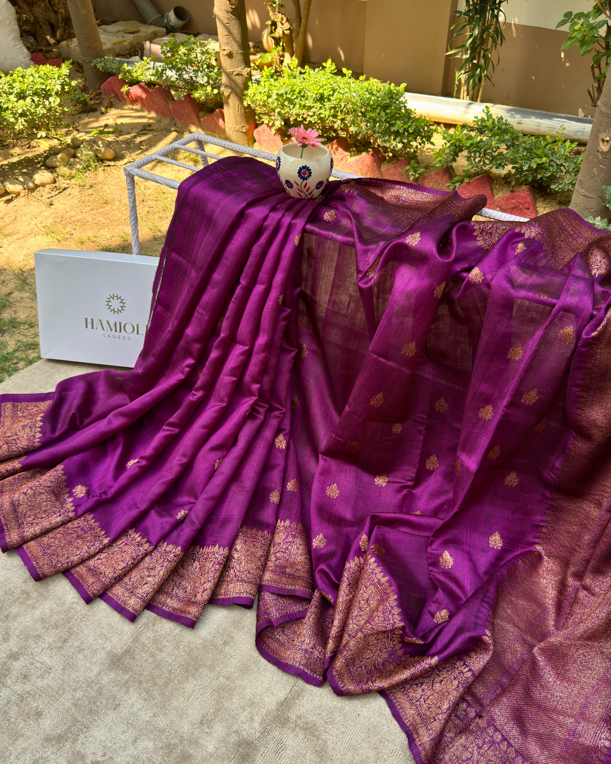 Purple Pure Banarasi Raw Silk Saree