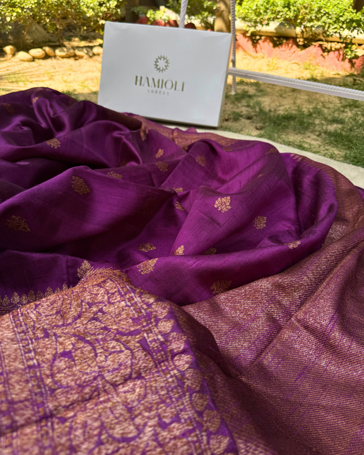 Purple Pure Banarasi Raw Silk Saree