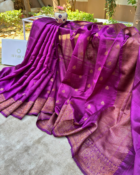 Purple Pure Banarasi Raw Silk Saree