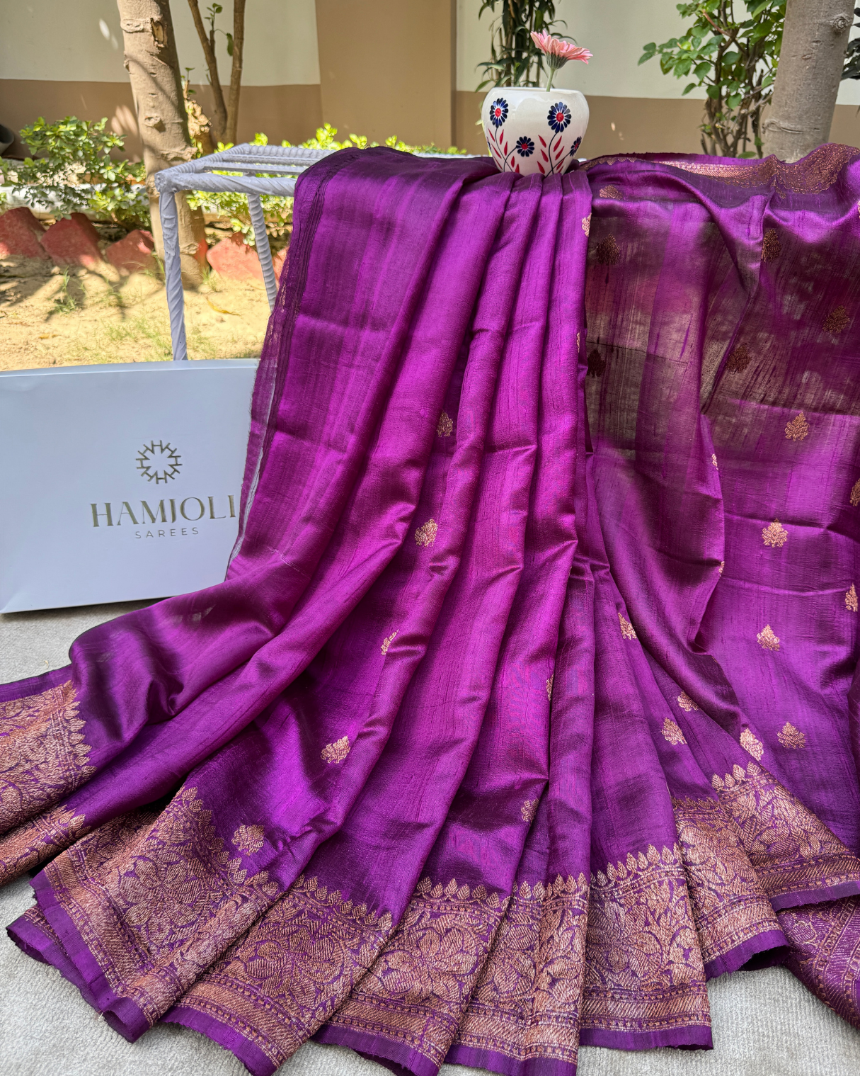 Purple Pure Banarasi Raw Silk Saree