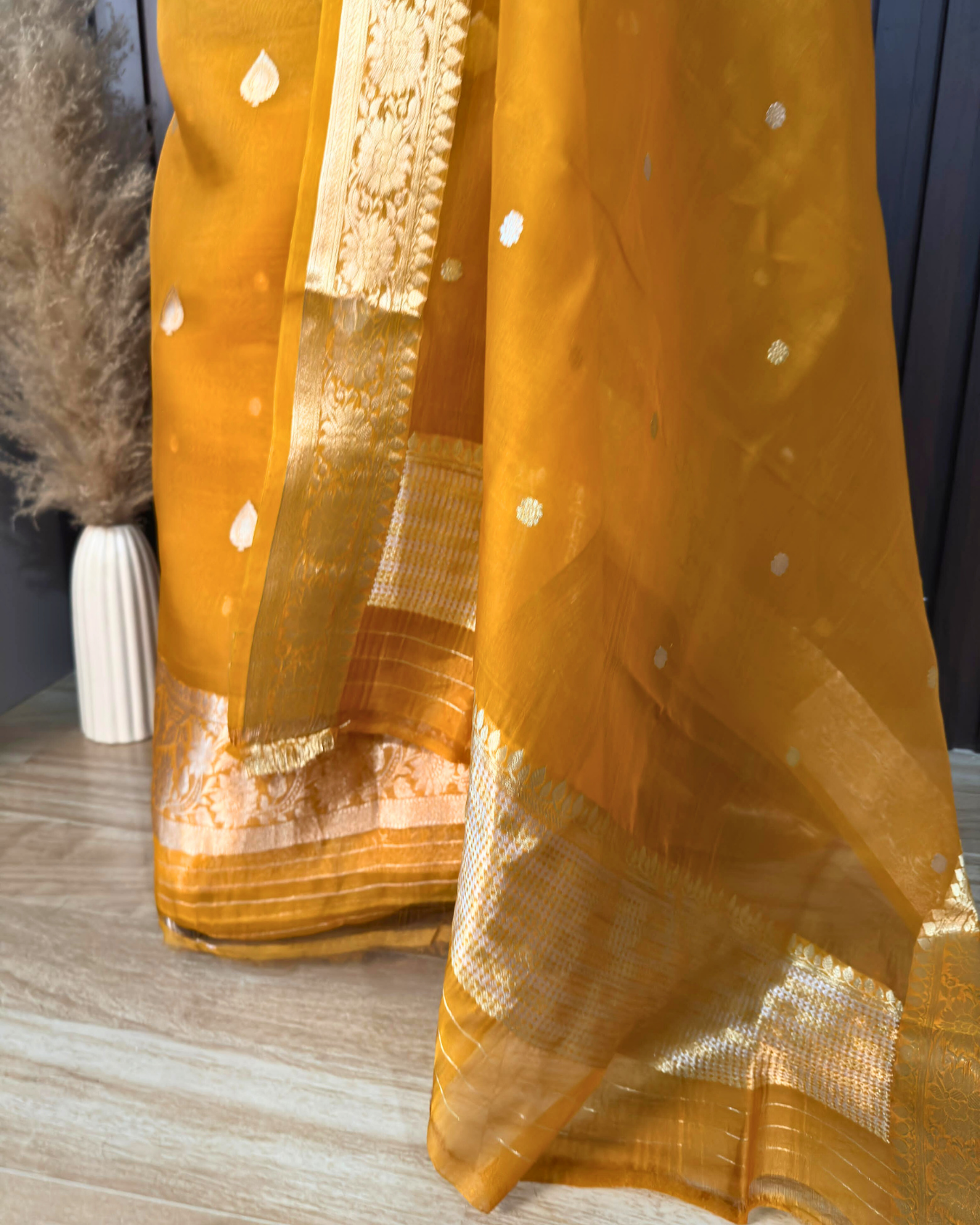 Mustard Pure Banarasi Kora Silk Suit Set with Dupatta