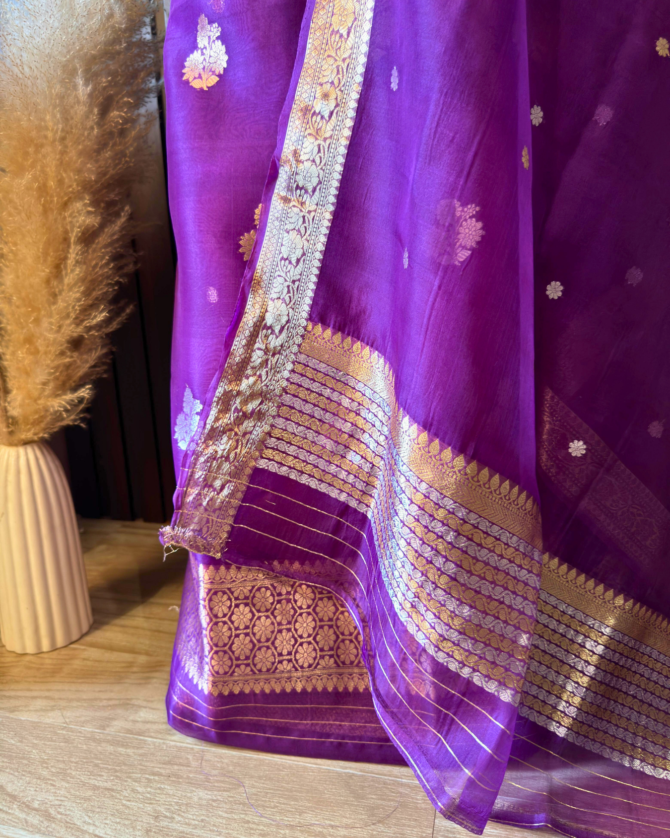 Purple Pure Banarasi Kora Silk Suit Set with Dupatta