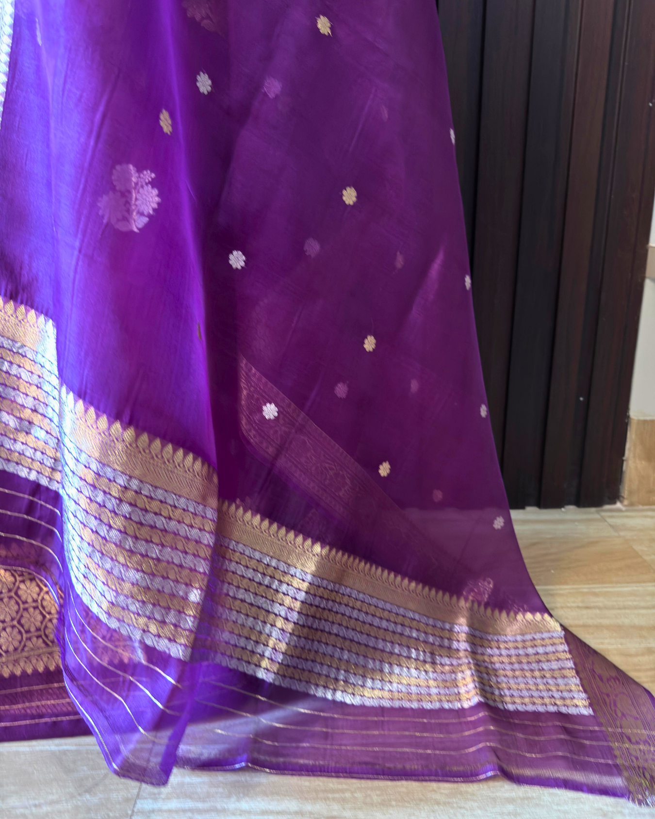 Purple Pure Banarasi Kora Silk Suit Set with Dupatta