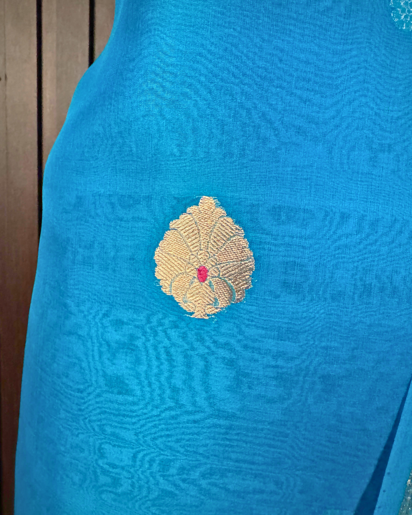 Dusty Blue Pure Banarasi Kora Silk Suit Set with Dupatta